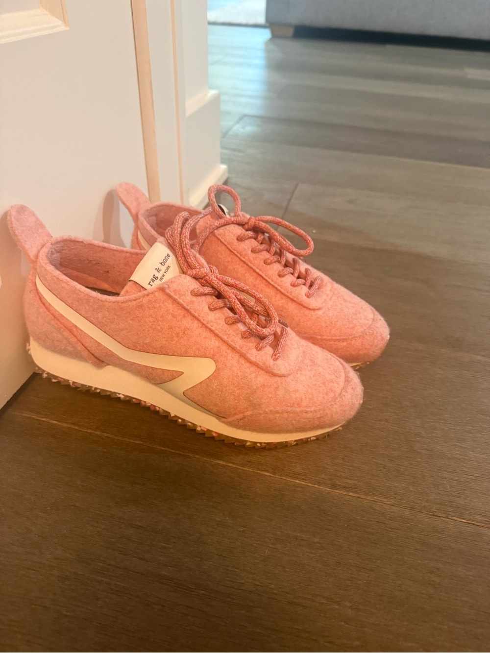 rag & bone Pink Wool-Blend Lace-Up Sneakers